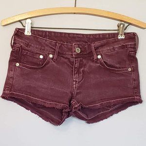 H&M Maroon cut off denim shorts